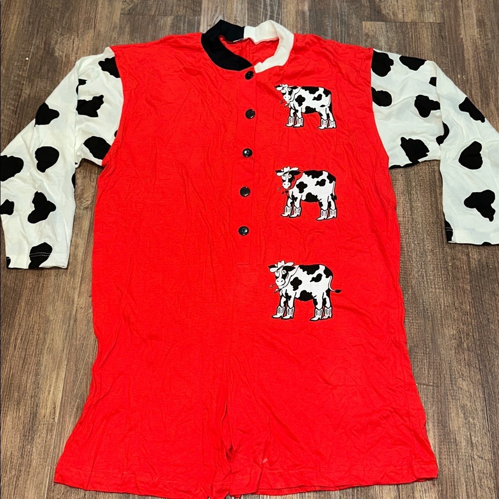 Vintage Printemps Cow Print Romper no size but fits a LG‎